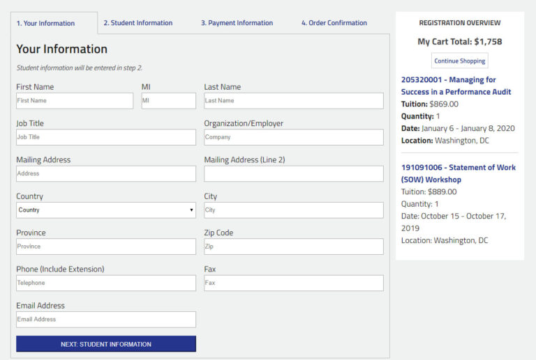 Consolidated and formatted Registration Overview details